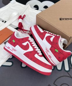 giay louis vuitton x nike air Force 1 low by virgil abloh red 2
