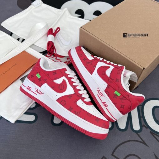 giay louis vuitton x nike air Force 1 low by virgil abloh red 2