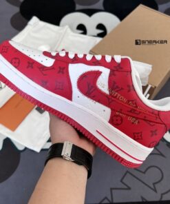giay louis vuitton x nike air Force 1 low by virgil abloh red 3
