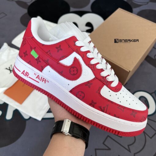 giay louis vuitton x nike air Force 1 low by virgil abloh red 4