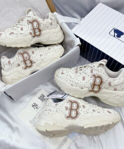 giay mlb bigball chunky saffiano diamond monogram boston red sox beige like auth 1