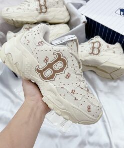 giay mlb bigball chunky saffiano diamond monogram boston red sox beige like auth 4