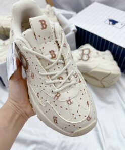 giay mlb bigball chunky saffiano diamond monogram boston red sox beige like auth 5