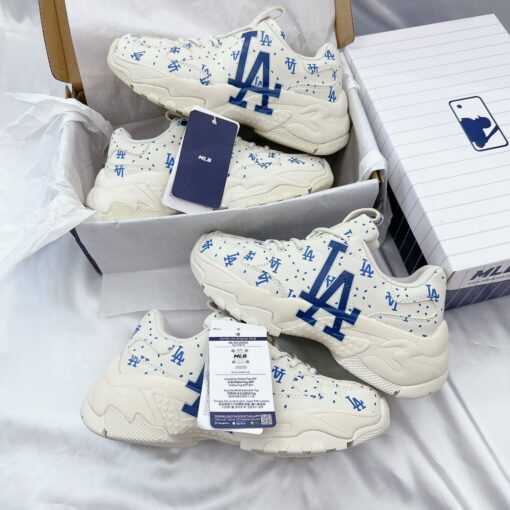 giay mlb bigball chunky saffiano diamond monogram la dodgers ivory like auth 1 1