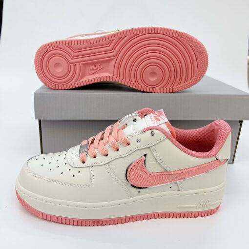 giay nike aF1 louis vuitton white pink silver lv Copy