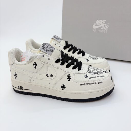 giay nike air Force 1 chrome hearts white black trang den 2