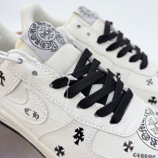 giay nike air Force 1 chrome hearts white black trang den 3