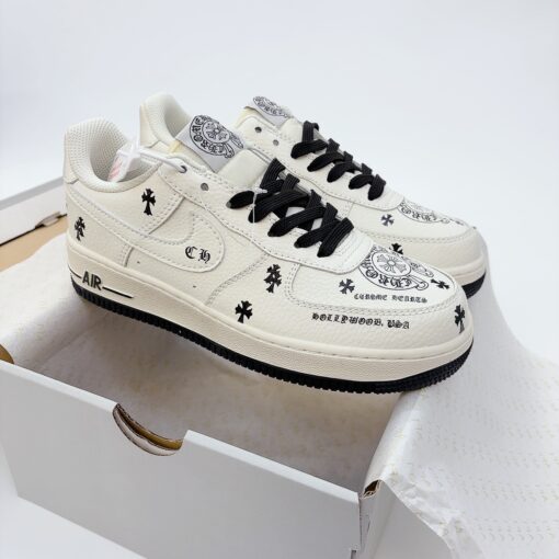 giay nike air Force 1 chrome hearts white black trang den 4