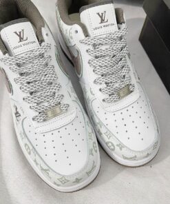 giay nike air Force 1 louis vuitton white brown 1