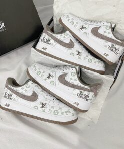 giay nike air Force 1 louis vuitton white brown 2