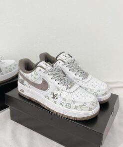 giay nike air Force 1 louis vuitton white brown 4