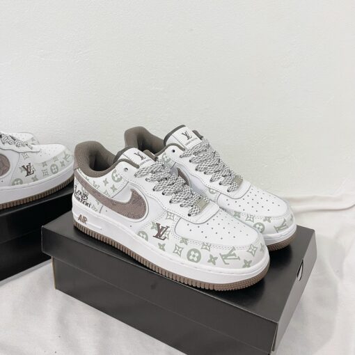 giay nike air Force 1 louis vuitton white brown 4