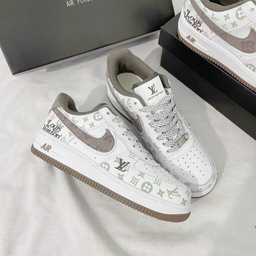 giay nike air Force 1 louis vuitton white brown 5