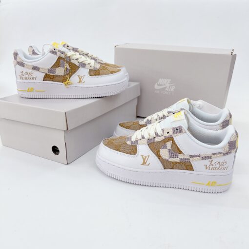 giay nike air Force 1 x lv brown gold like auth 1