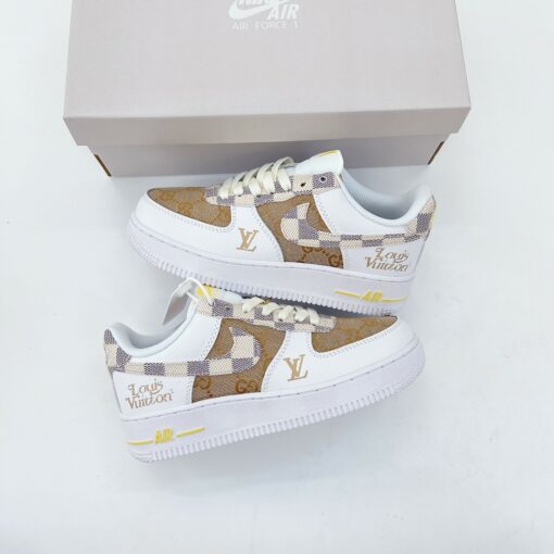 giay nike air Force 1 x lv brown gold like auth 2