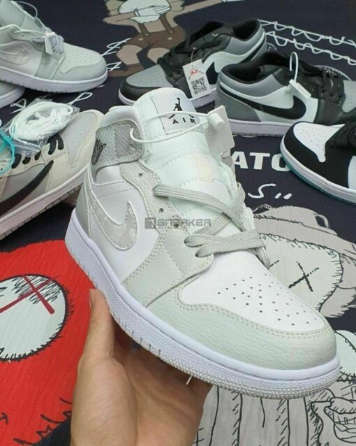 Jordan 1 Mid SE GS Grey Camo Cổ Cao