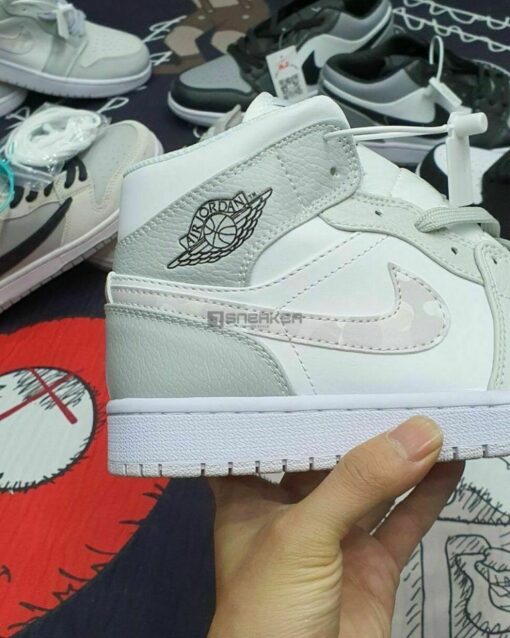 Jordan 1 Mid SE GS Grey Camo Cổ Cao