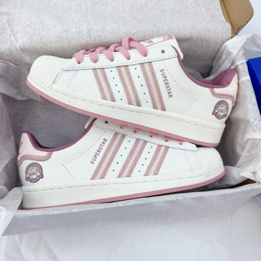 giay sneaker adidas original super star pink beige