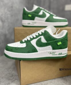 Giày Louis Vuitton x Nike Air Force 1 Low By Virgil Abloh Green Like Auth 6 louis vuitton x nike air Force 1 low by virgil abloh green like auth 2
