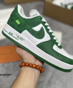 Giày Louis Vuitton x Nike Air Force 1 Low By Virgil Abloh Green Like Auth 7 louis vuitton x nike air Force 1 low by virgil abloh green like auth 3